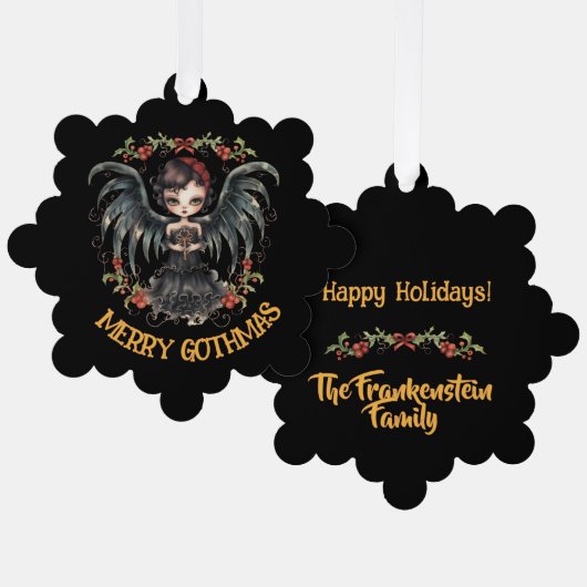 Dark Gothic Christmas Angel Ornament Kaart (Voorkant / Achterkant)