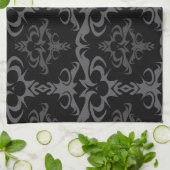 Dark Gothic Damask Pattern Theedoek (Gevouwen)