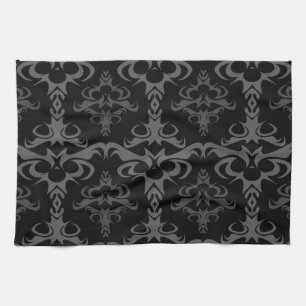 Dark Gothic Damask Pattern Theedoek