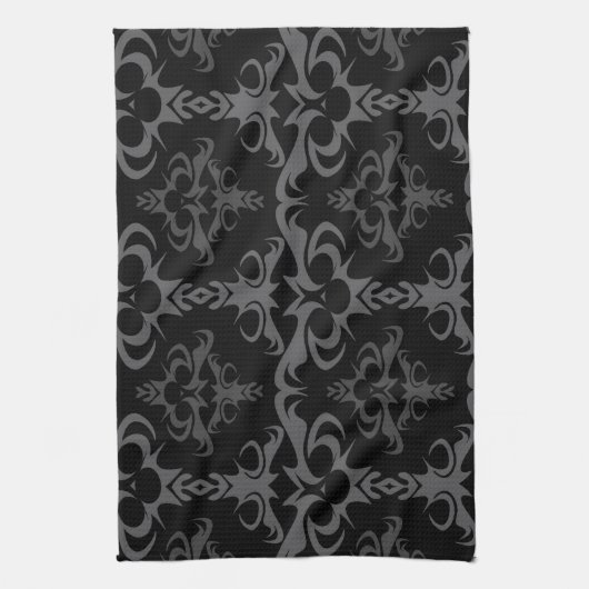 Dark Gothic Damask Pattern Theedoek (Verticaal)
