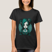 Dark Gothic Doll Style Rozen Turquoise Tone T-shirt (Voorkant)