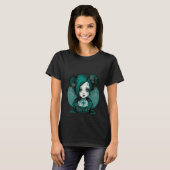 Dark Gothic Doll Style Rozen Turquoise Tone T-shirt (Voorkant volledig)