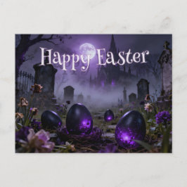 Dark Gothic Easter Scene with Glowing Eggs Briefkaart