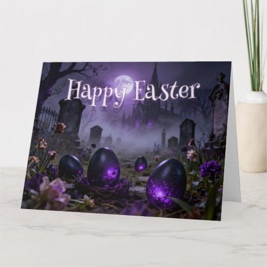 Dark Gothic Easter Scene with Glowing Eggs Kaart (Voorkant)