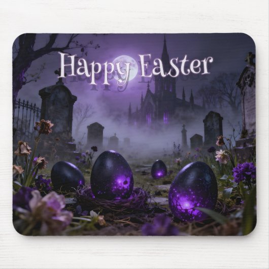Dark Gothic Easter Scene with Glowing Eggs Muismat (Voorkant)