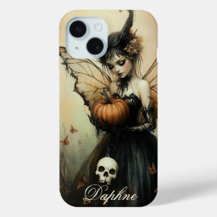 Dark Gothic Fairy Halloween, aangepaste naam iPhone 15 Case