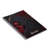 Dark Gothic Floral Skulls Black Red Rose Notitieboek (Rechterzijde)