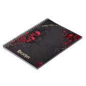 Dark Gothic Floral Skulls Black Red Rose Notitieboek (Linkerzijde)