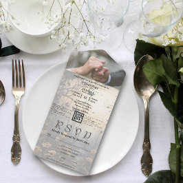 Dark Gothic Forest Bloemen QR Code Foto All In One Uitnodiging