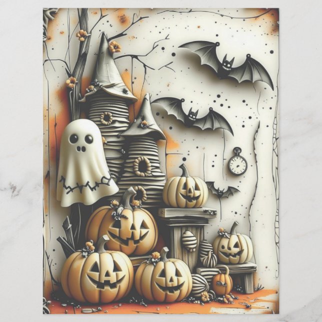  Dark Gothic Halloween Scrapbook Paper (Voorkant)
