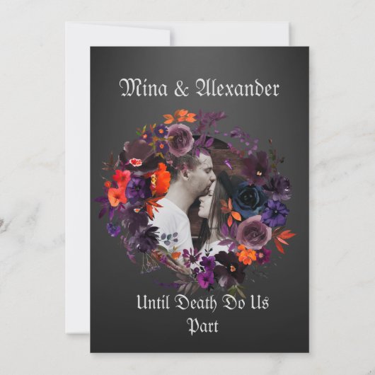 Dark Gothic Halloween thema bruiloft Kaart (Achterkant)