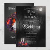 Dark Gothic Halloween thema bruiloft Kaart (Voorkant / Achterkant)