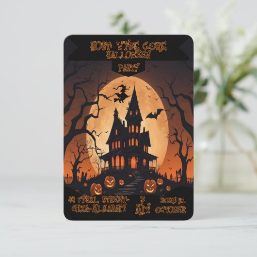 Dark Gothic Halloween Uitnodiging Horror Theme (Staand voorkant)