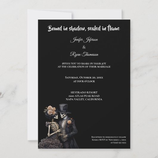 Dark Gothic Halloween wedding invitation Kaart (Voorkant)