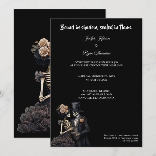 Dark Gothic Halloween wedding invitation Kaart (Voorkant / Achterkant)