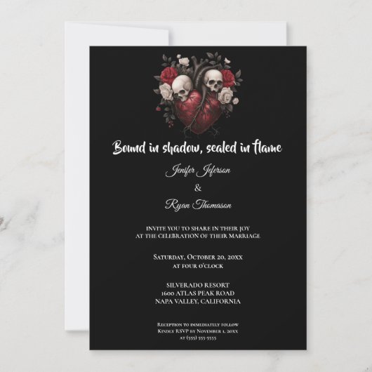 Dark Gothic Halloween wedding invitation Kaart (Voorkant)