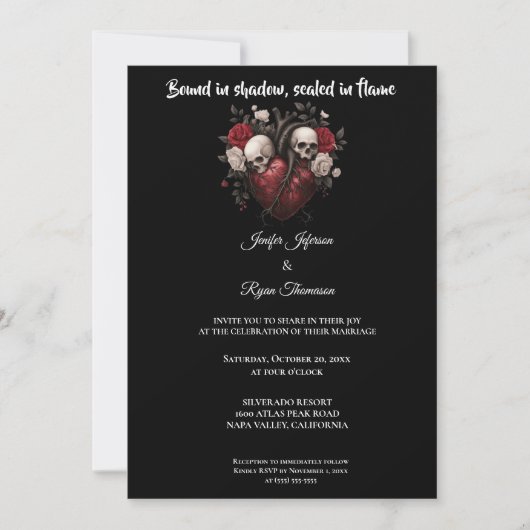 Dark  Gothic Halloween wedding invitation Kaart (Voorkant)