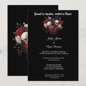 Dark  Gothic Halloween wedding invitation Kaart (Voorkant / Achterkant)