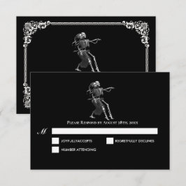 Dark Gothic Halloween Wedding RSVP Card Kaartje