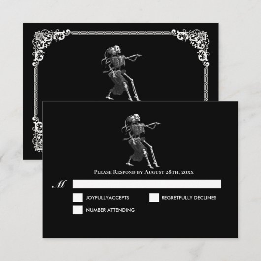 Dark Gothic Halloween Wedding RSVP Card Kaartje (Voorkant / Achterkant)