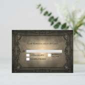 Dark Gothic Halloween Wedding RSVP Card Kaartje (Staand voorkant)
