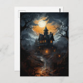 Dark Gothic Haunted House Halloween  Briefkaart (Voorkant / Achterkant)