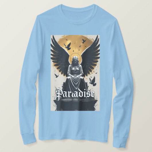 Dark Gothic Heaven Design with Halo & Wings T-shirt (Design voorkant)