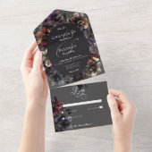 Dark Gothic Moody Waterverf Bloemen Geen Diner All In One Uitnodiging (Afscheurbaar)