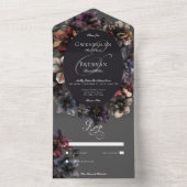 Dark Gothic Moody Waterverf Bloemen Geen Diner All In One Uitnodiging (Binnen)