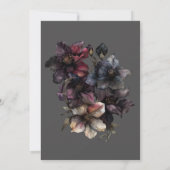 Dark Gothic Moody Waterverf Bloemenbruids Lunch Kaart (Achterkant)
