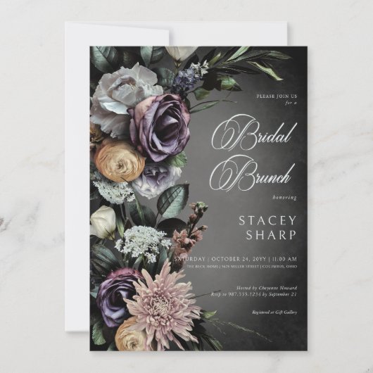 Dark Gothic Mysterieuze Gedempte Bloemen Blur Brun Kaart (Voorkant)