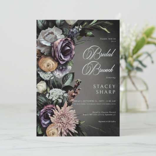 Dark Gothic Mysterieuze Gedempte Bloemen Blur Brun Kaart (Staand voorkant)