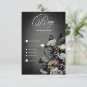 Dark Gothic Mysterieuze Gedempte Bloemen Blur Dine RSVP Kaartje (Staand voorkant)