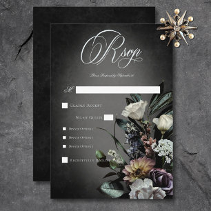 Dark Gothic Mysterieuze Gedempte Bloemen Blur Dine RSVP Kaartje
