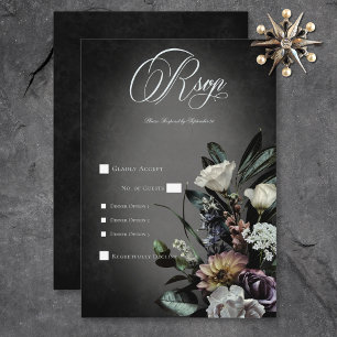 Dark Gothic Mysterieuze Gedempte Bloemen Blur Dine RSVP Kaartje