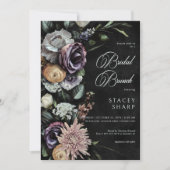 Dark Gothic Mysterieuze Gedempte Bloemen Bruidsbru Kaart (Voorkant)