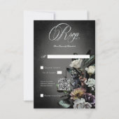 Dark Gothic Mysterieuze Muted Floral Blur QR Code RSVP Kaartje (Voorkant)