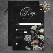 Dark Gothic Mysterieuze Muted Floral QR Code RSVP Kaartje