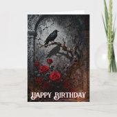 Dark Gothic Raven and Roses Mural Birthday Kaart (Voorkant)