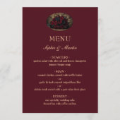 Dark Gothic Romance Burgundy Custom Photo Wedding Menu (Voorkant)