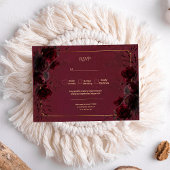 Dark Gothic Romance Roses Wedding RSVP Kaartje