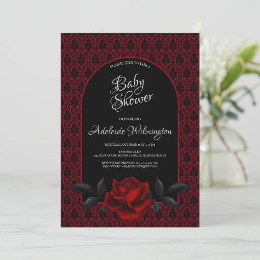 Dark Gothic Roos Baby shower Kaart (Staand voorkant)