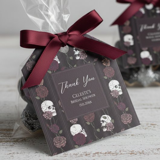 Dark Gothic Skull & Rose Wedding Thank You Bedankjes Labels