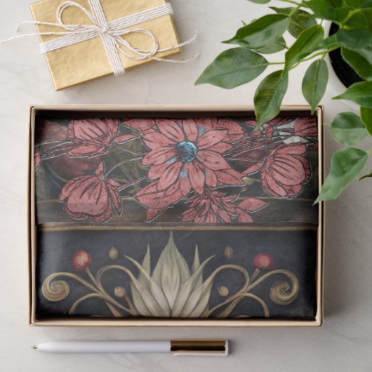 Dark Gothic White Owl Floral Abstract Art Tissuepapier (Geschenk)