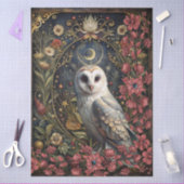 Dark Gothic White Owl Floral Abstract Art  Tissuepapier (Craft)