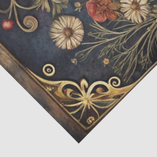 Dark Gothic White Owl Floral Abstract Art  Tissuepapier (Detail)