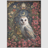Dark Gothic White Owl Floral Abstract Art Tissuepapier (Voorkant)