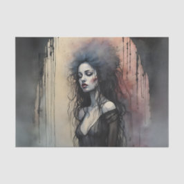 Dark Gothic Woman Portrait Moody Grunge Painterly Tissuepapier
