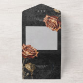 Dark Gothic Zwart & Roest Roos QR Code All In One Uitnodiging (Buitenkant)