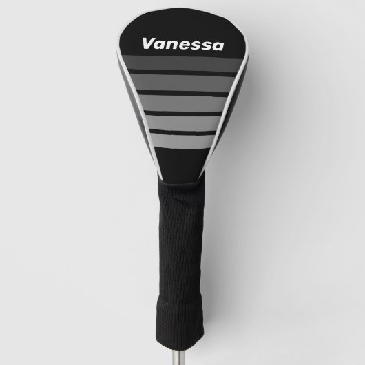 Dark Gradient Rainbow Across Striping with Name Golfheadcover (Voorkant)